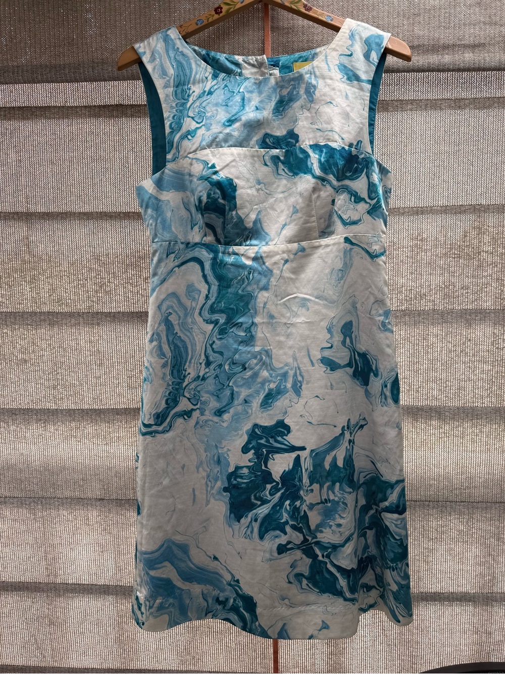 Anthropologie Maeve Marbled Waters Shift Dress with Empire Waist